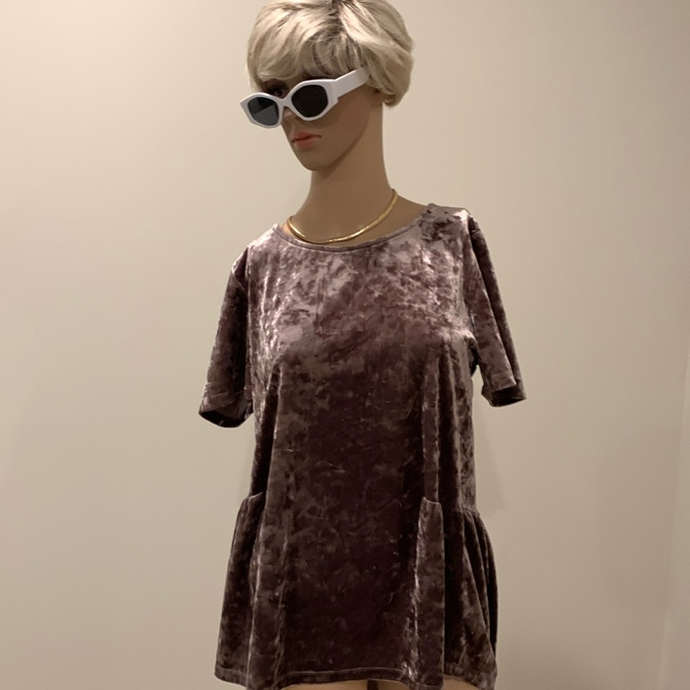 Crushed velvet tunic blouse